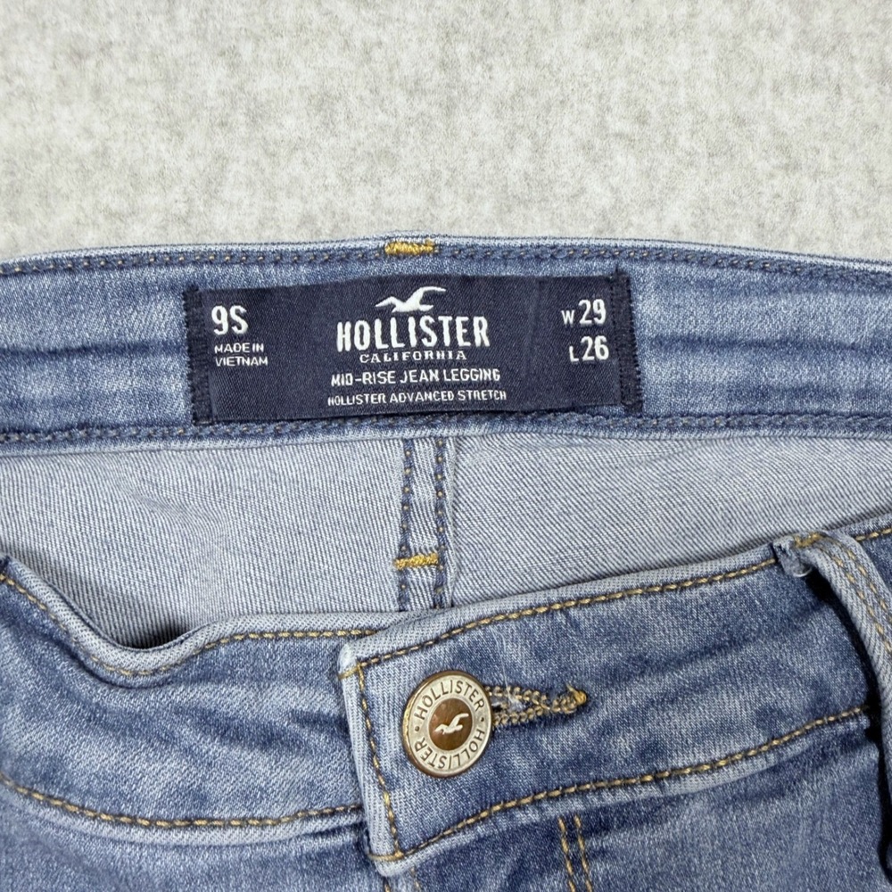 Hollister Mid-Rise Jean Legging Distressed Blue Denim Size W29 L26 - Picture 7 of 9